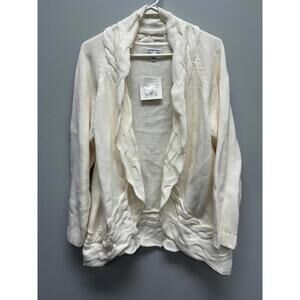 Croft & Barrow Cream Cable Knit Open Front Cardigan Sweater